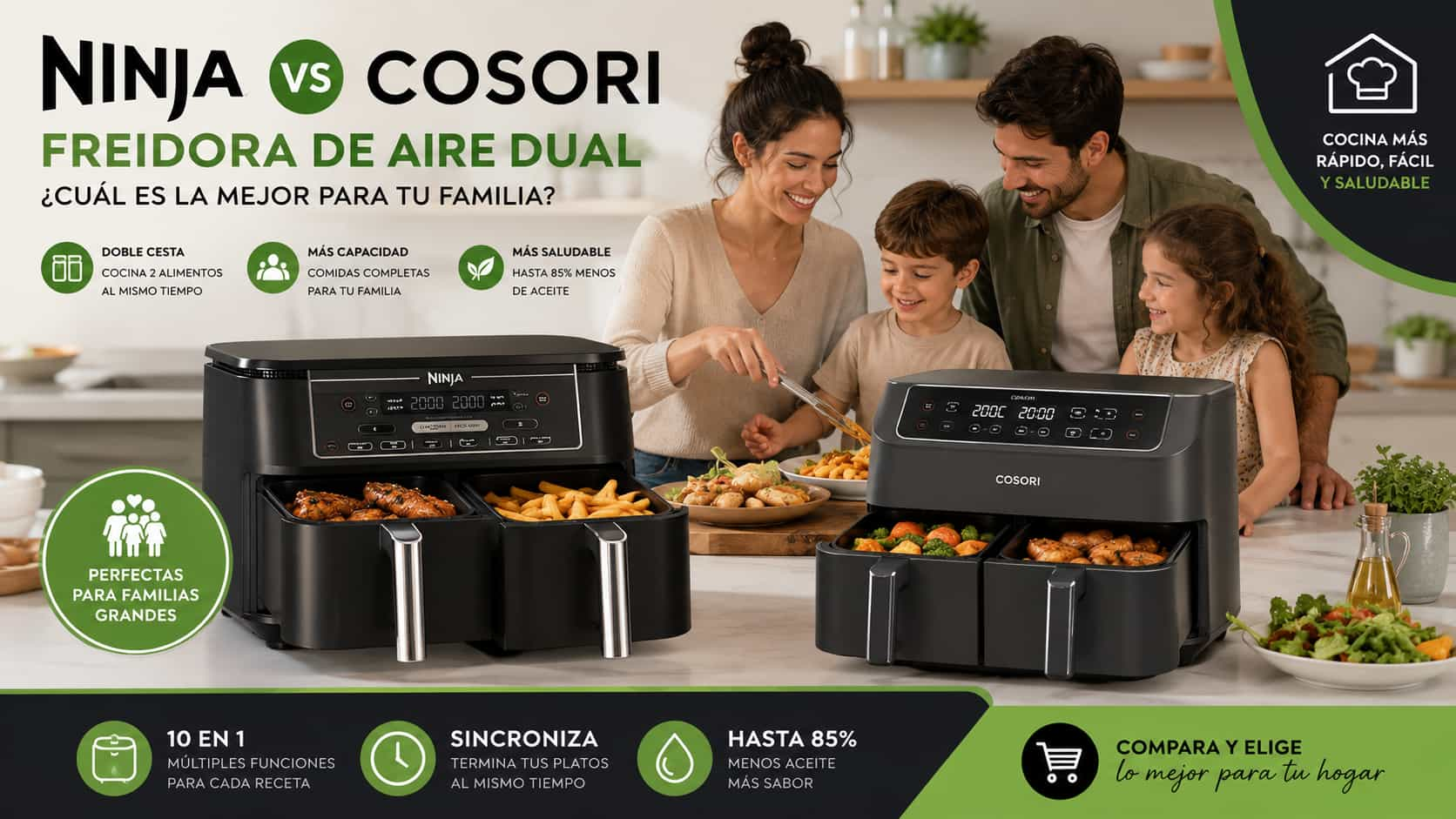Freidora de Aire Dual Ninja vs COSORI para tu hogar
